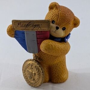 Vintage Lucy & Me Teddy Bear Figurine 1993 Enesco Lucky France Medal Blue Ribbon